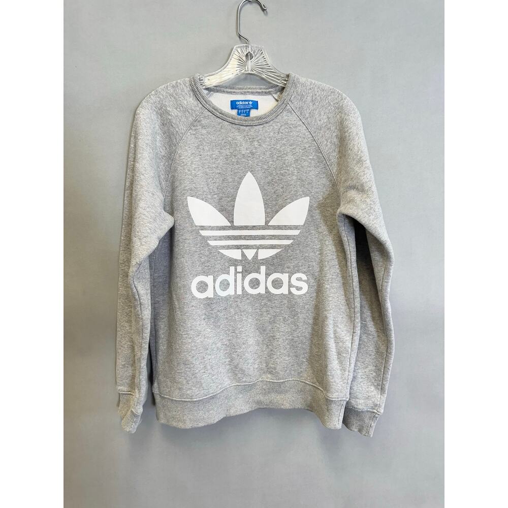 Adidas Originals Trefoil Crew Sweatshirt in Gray Size Small - Picture 4 of 12